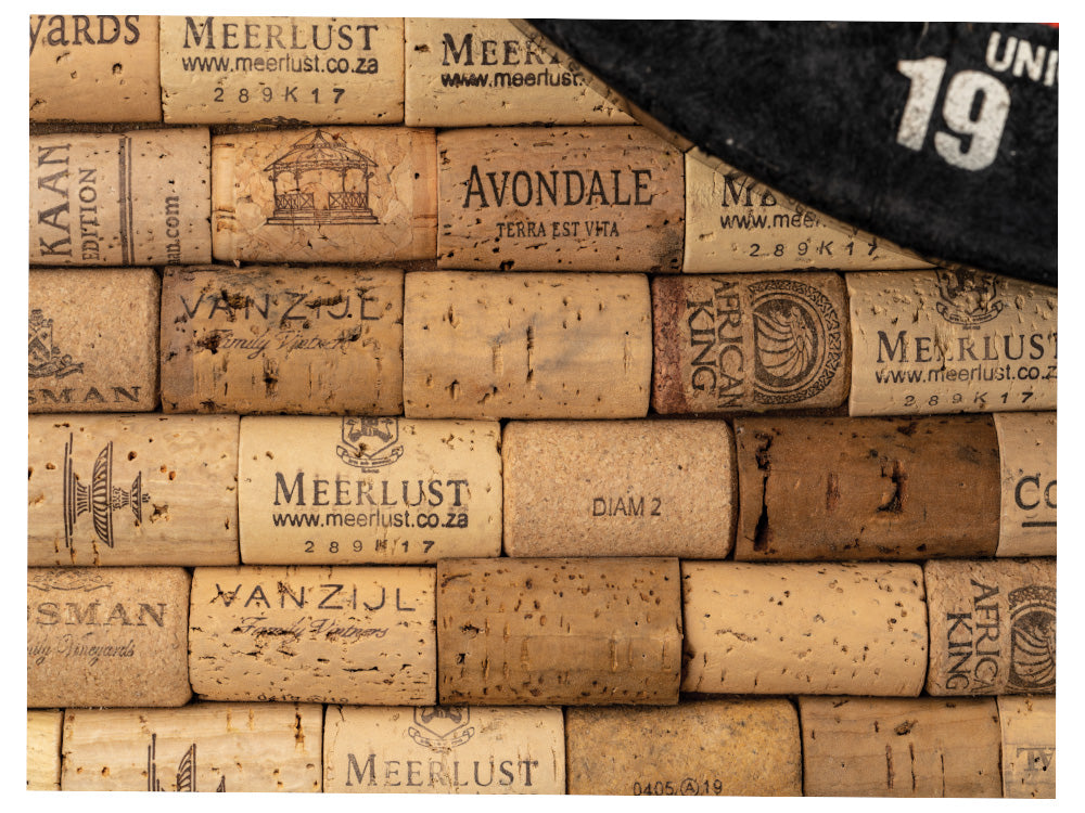 Wine Cork backboard inside industrial cabinet
