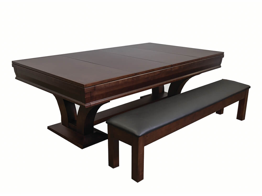Hamilton pool table with dining top and bench