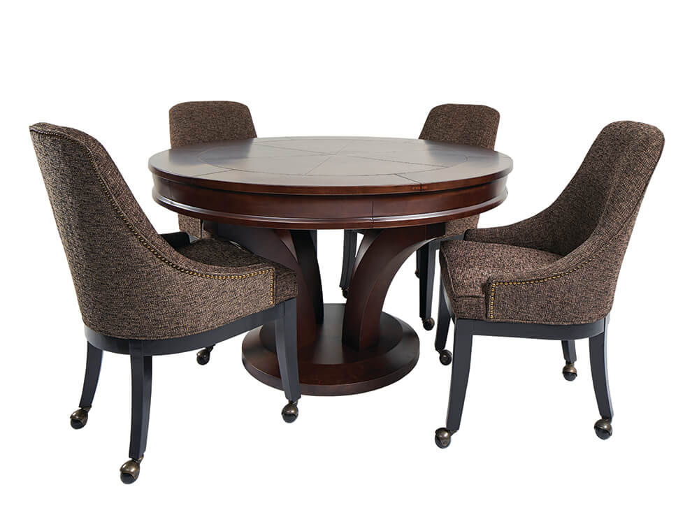 convertible dining and poker table with chair set