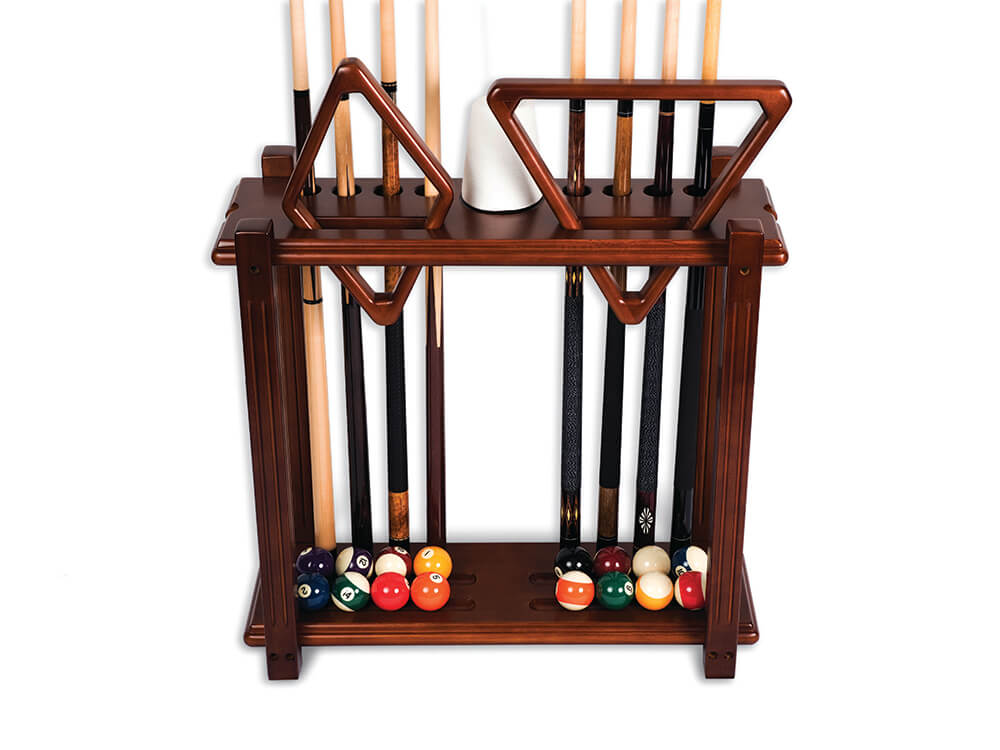 Straight pool accessories floor rack with components