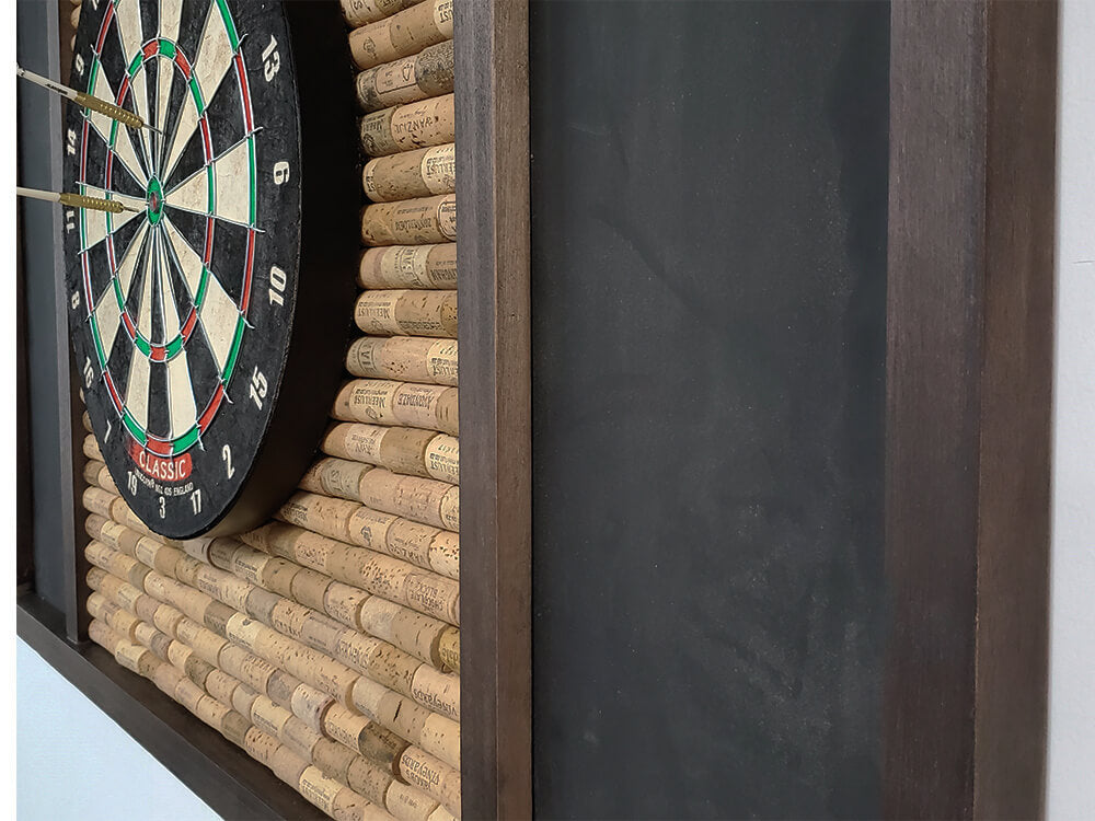 close up side view of dart backboard