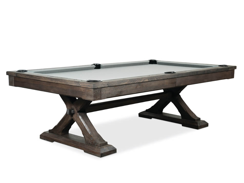 pool table with blue felt