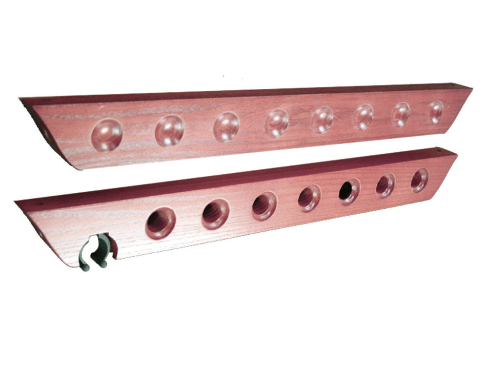 Two-piece Wooden pool cue wall rack Mahogany