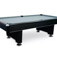 Black pool table playing surface with grey felt