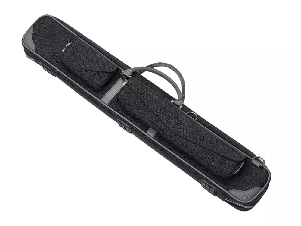 Back side open pool cue case in gray