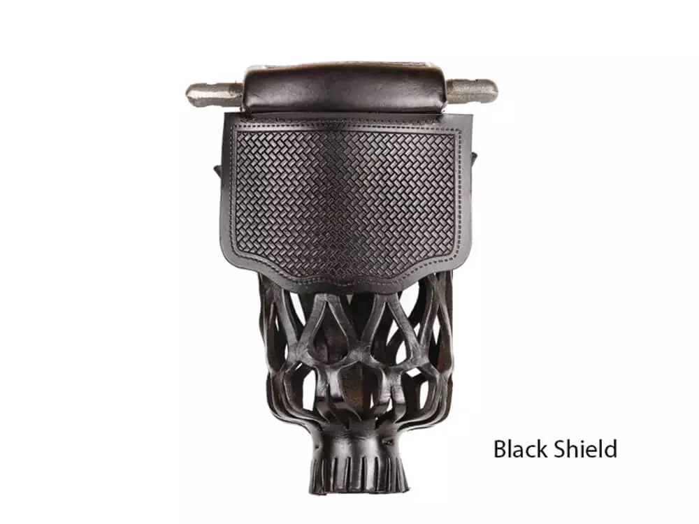 Leather Pool Table shield pocket in black