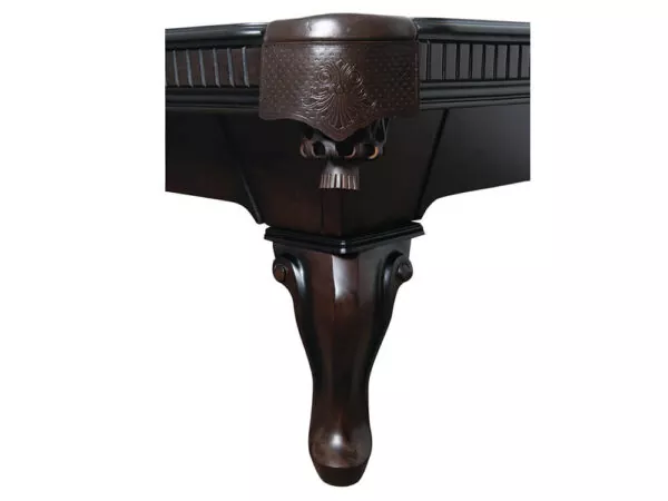 Close up of brown pool table leg