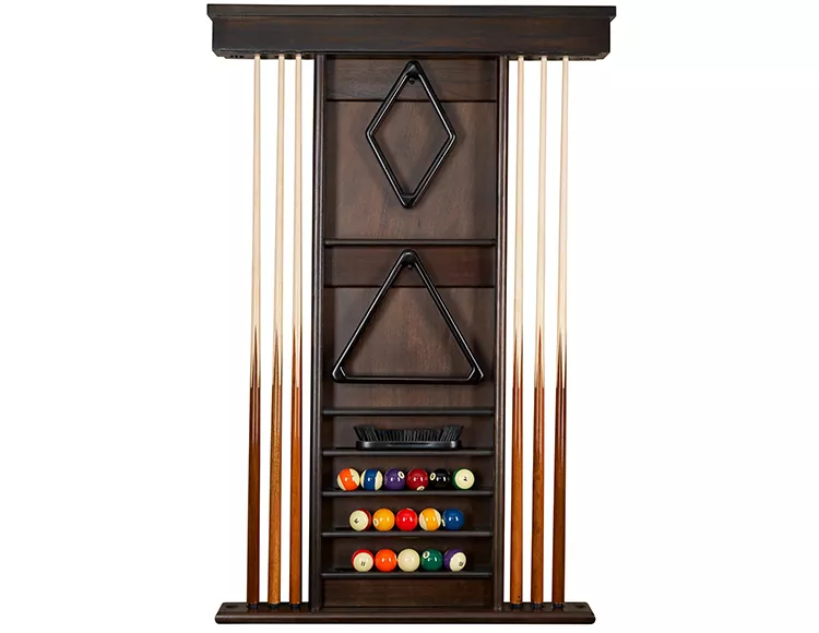 Gray Walnut Ambassador Wall Rack wall rack in gray walnut for pool table accessories