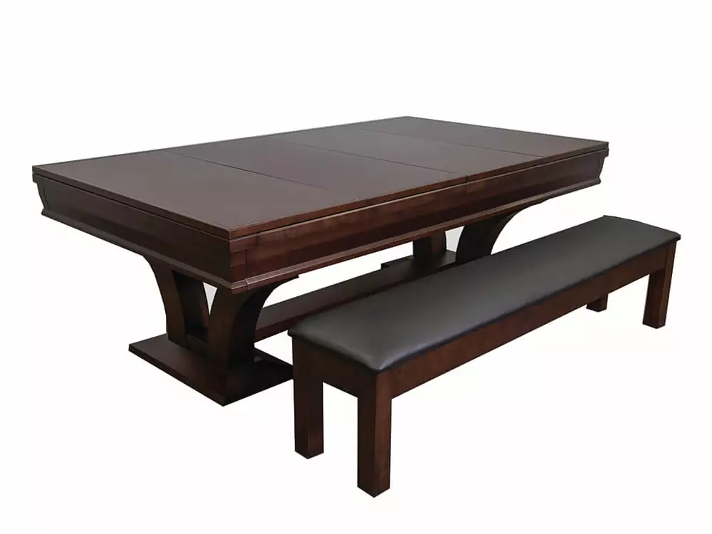 Hamilton pool table with dining top and bench