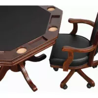 espresso poker table and chair