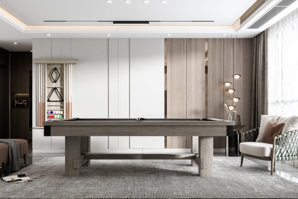 Shuffleboards Enhance Interaction | Luxury Silverton Collection Game Tables and pool cue rack