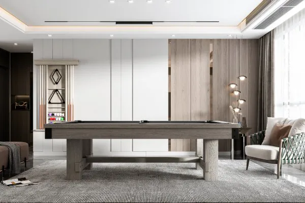 Silverton Shuffleboards Enhance Interaction | Luxury Silverton Collection Game Tables and pool cue rack