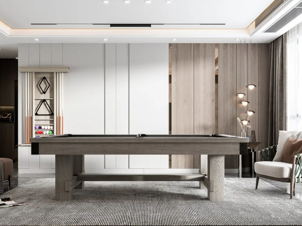 Shuffleboards Enhance Interaction | Luxury Silverton Collection Game Tables and pool cue rack