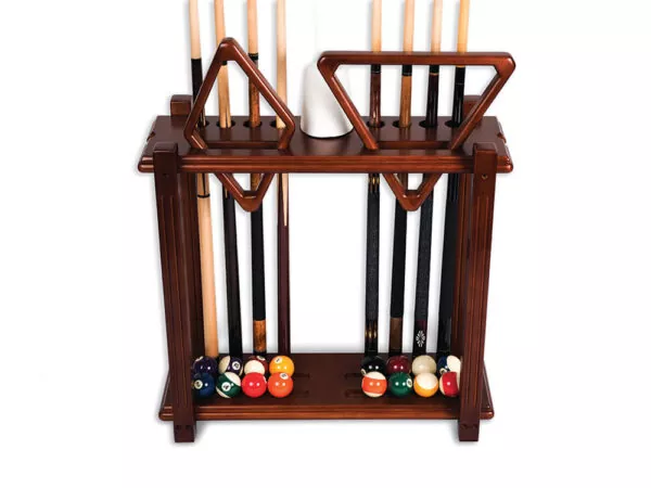 Straight pool accessories floor rack with components