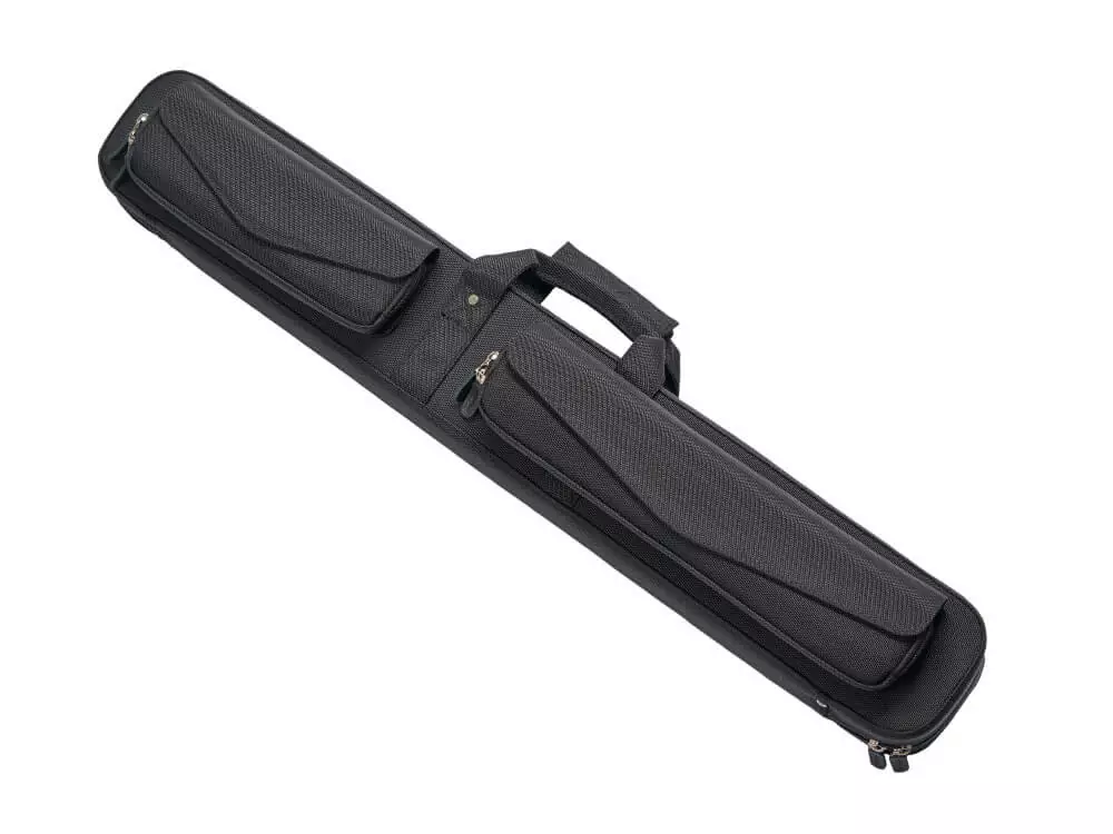 Black pool cue case on a white background