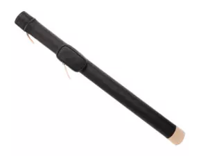 round vinyl pool cue case in black with cream accents