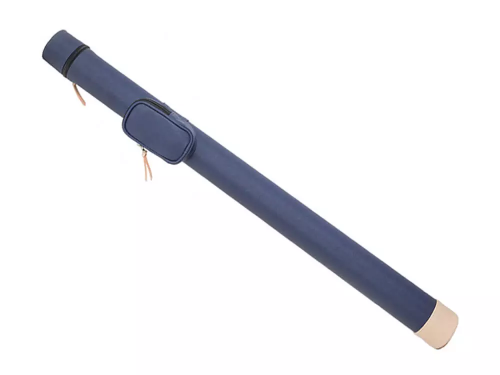 round vinyl pool cue case denim with cream accents