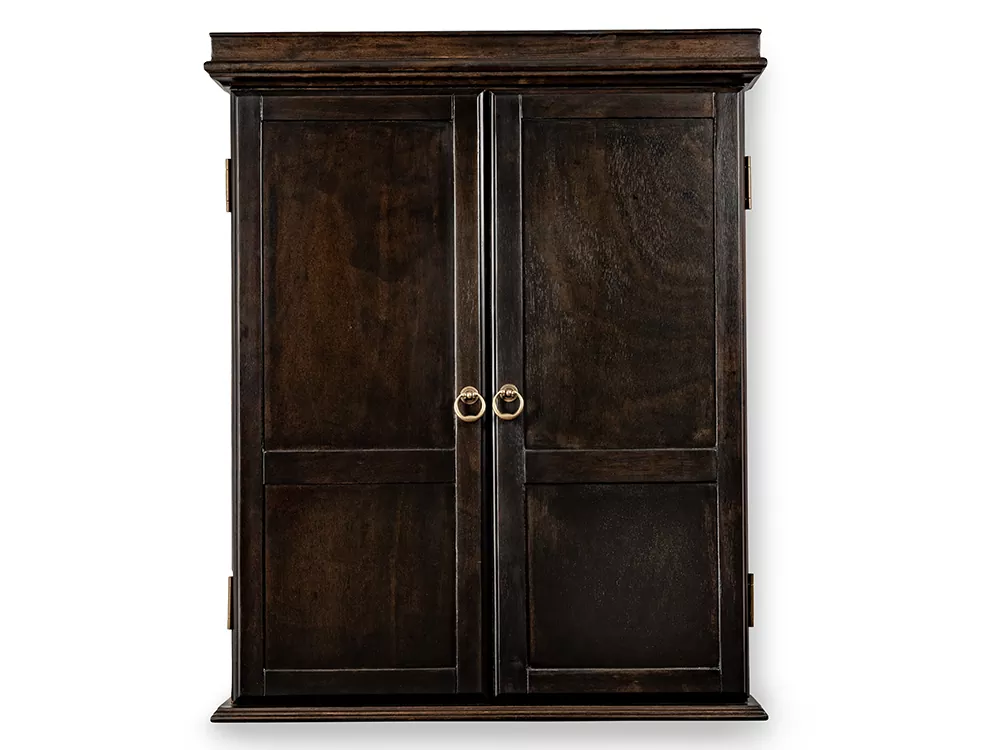 Classic Gray Walnut Dartboard Cabinet