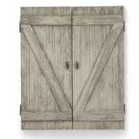 Rustic Barndoor Gray Dartboard Cabinet