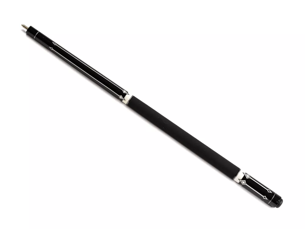 Black pool cue with ivory inlay