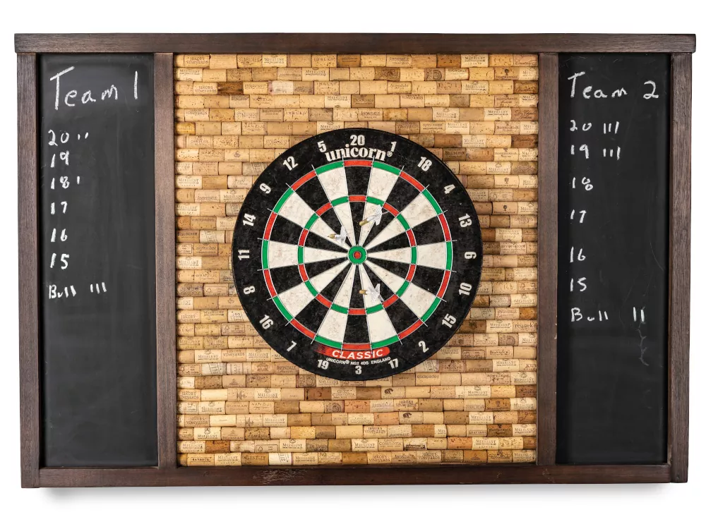 Dart Barkboard with wine cork