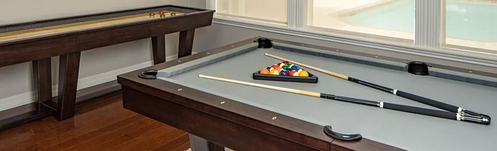 Grant pool table and shuffleboard game room collection pool table and shuffleboard