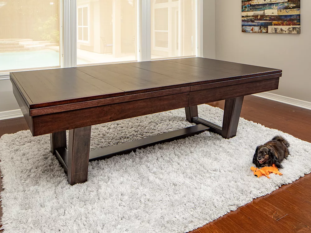 pool table with convertible top on