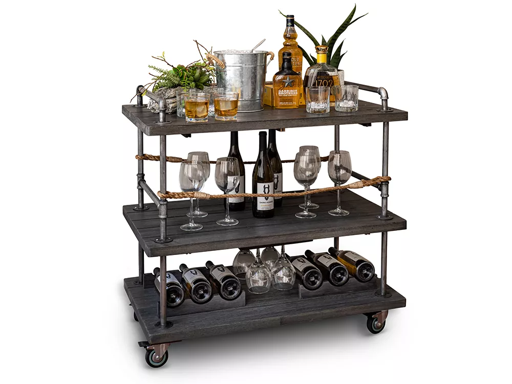 Stylish pool room bar furniture charcoal Gray Bar cart
