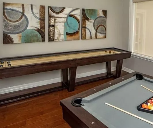 game room collection pool table and shuffleboard