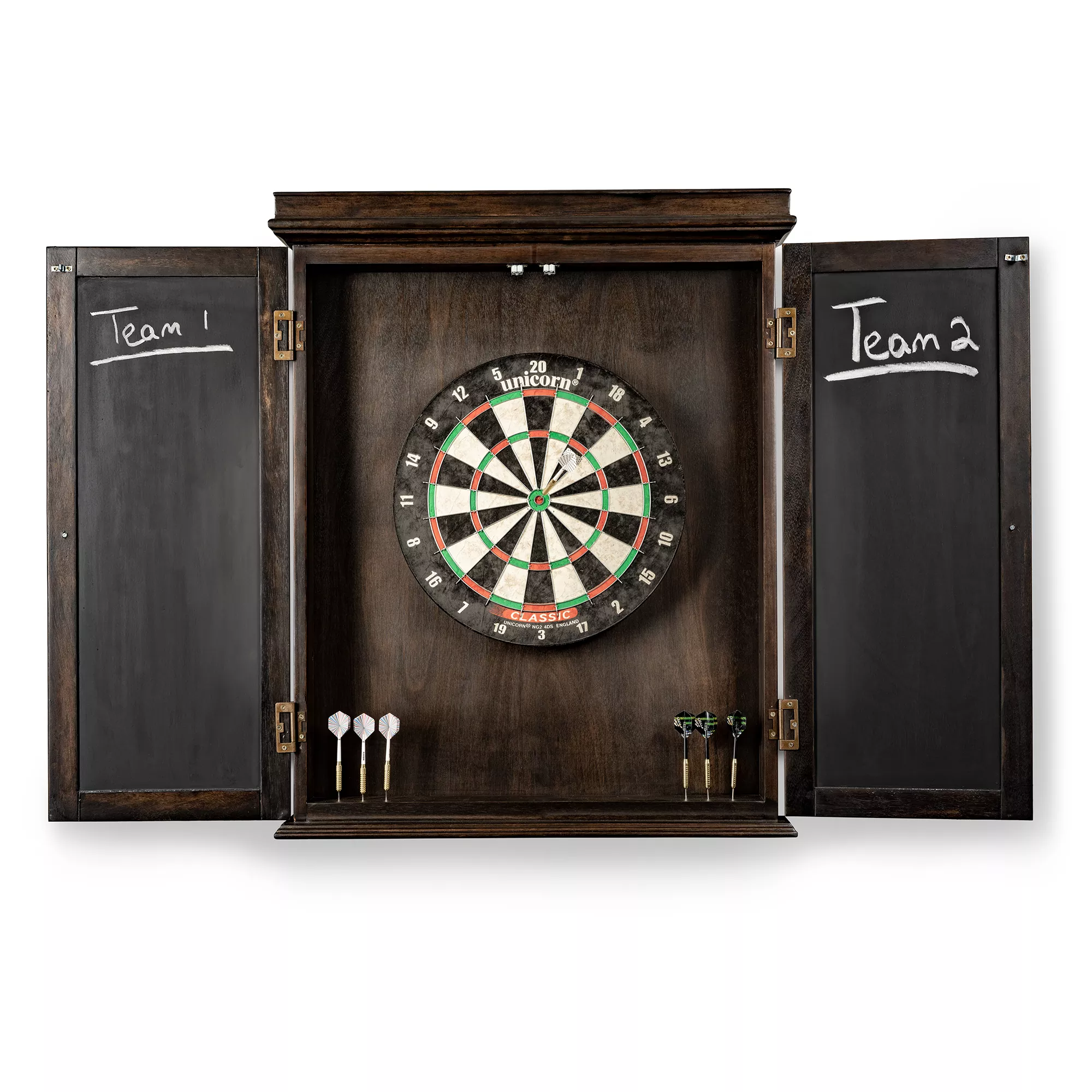 Opened Classic Dartboard in Gray Walnut 