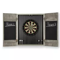 Open Rustic Dartboard Cabinet in gray