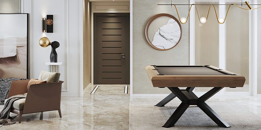 Lincoln Room setting Take care of pool table | Modern Lincoln Pool table - Presidential Billiards