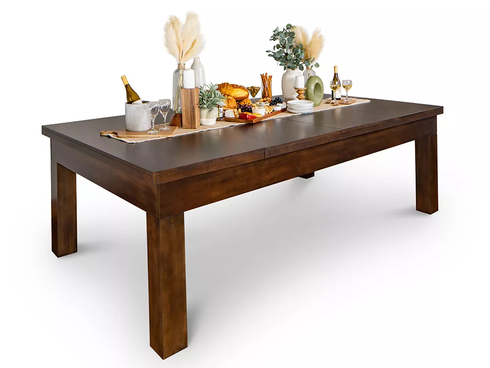 Convertible pool table with dining top setting