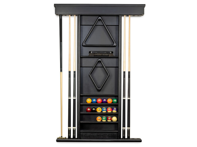 Black Pool Cue Wall Rack Weathered Oak Presidential Billiards